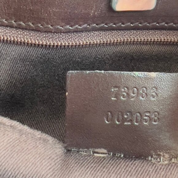 Gucci Tote Bag Mini GG Brown & Beige Denim Brown Leather Trimmed - Picture 14 of 14